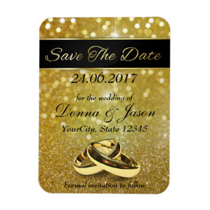 Elegant Glitter Bröllop Ringar Spara datum magnete Magnet