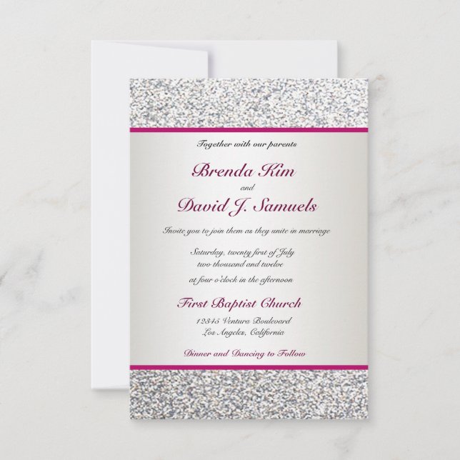 Elegant Glitter Bröllopsinbjudan Inbjudningar (Framsida)