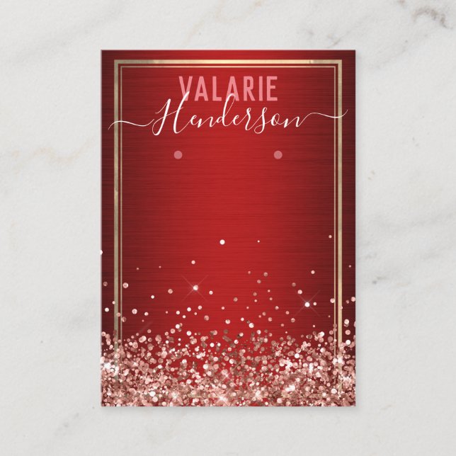 Elegant Glitter Brushed Metall och Earring Holder Visitkort (Framsida)