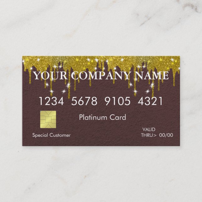 Elegant Glitter Credit Card Visitkort (Framsida)
