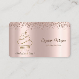 Elegant Glitter Cupcake, Godis, Bageri Visitkort