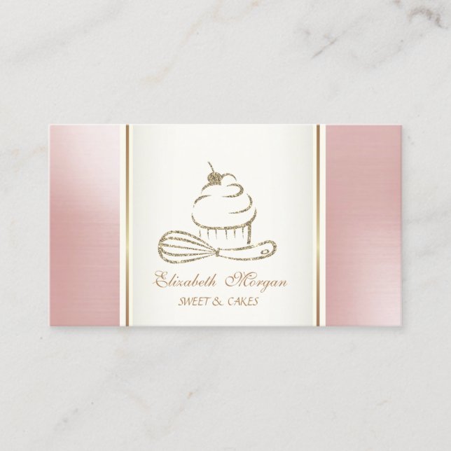 Elegant glitter-cupcake-visp visitkort (Framsida)