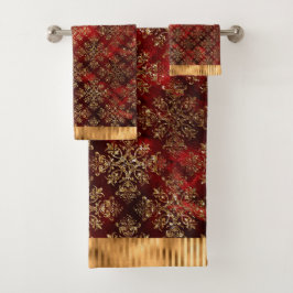 Elegant Glitter Damask Burgundy Red Modern