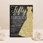 Elegant Glitter Dress | Femtio och Fabulära födels Inbjudningar<br><div class="desc">Fira i stil med trendiget och elegant guld glitter klär sig för 50:e födelsedagsinbjudningar. Utformningen är enkel att anpassa och dina gäster blir glada när de tar emot inbjudningskorten i snyggten.</div>