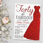Elegant Glitter Dress | Fyrtio och födelsedag Inbjudningar<br><div class="desc">Fira i stil med trendiget och elegant Red glitter är 40:e födelsedagsinbjudningar. Utformningen är enkel att anpassa och dina gäster blir glada när de tar emot inbjudningskorten i snyggten.</div>