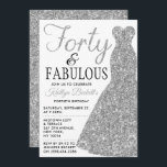 Elegant Glitter Dress | Fyrtio och födelsedag Inbjudningar<br><div class="desc">Fira i stil med trendiget och elegant silver glitter är 40:e födelsedagsinbjudningar. Utformningen är enkel att anpassa och dina gäster blir glada när de tar emot inbjudningskorten i snyggten.</div>