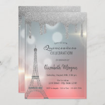 Elegant Glitter Drips, Eiffel Torn Quinceanera