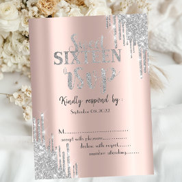 Elegant Glitter Drips Rose Gold Sweet 16 RSVP  Inbjudningar