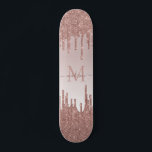 Elegant Glitter Driver monogramskript för Ro Guld Mini Skateboard Bräda 18,5 Cm<br><div class="desc">Modern Elegant,   Skateboard för Gnistran Rosa ros Guld</div>