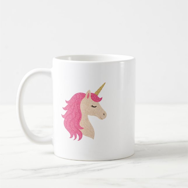 Elegant Glitter Enhörning med Gnistrande Stil Kaffemugg (Vänster)