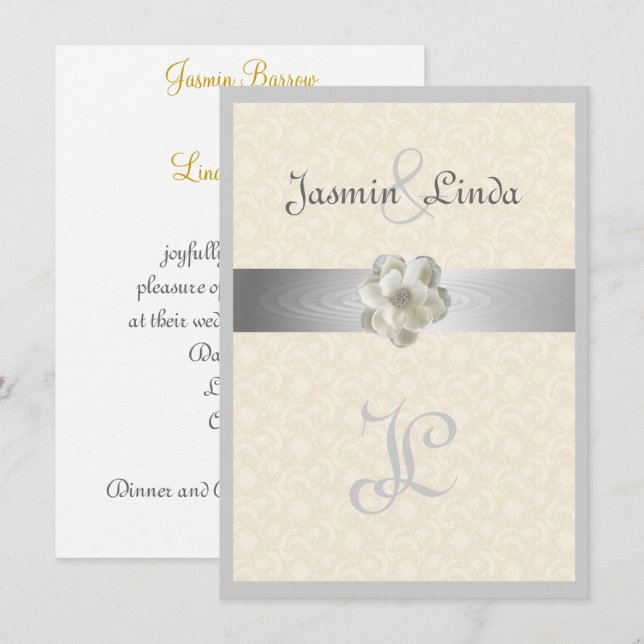 Elegant, Glitter, Fals Band, Bröllopsinbjudan Inbjudningar (Fram/baksida)