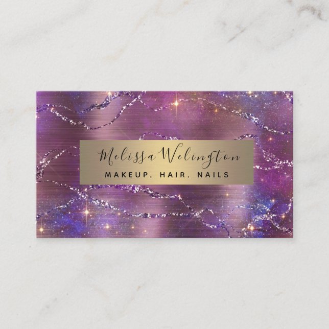 Elegant Glitter Faux Foil Lavender Girly Visitkort (Framsida)