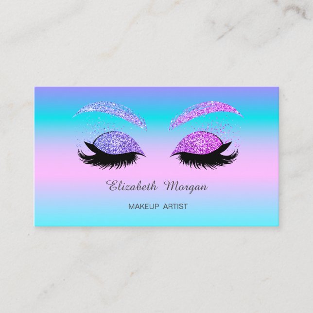 Elegant Glitter Faux Lash Holography Ombre Visitkort (Framsida)