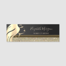 Elegant glitter, flickans silhuett, sminkartist namnbricka