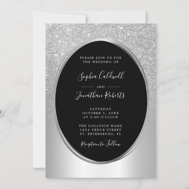 Elegant Glitter Foil All in One Bröllop Inbjudningar (Framsida)