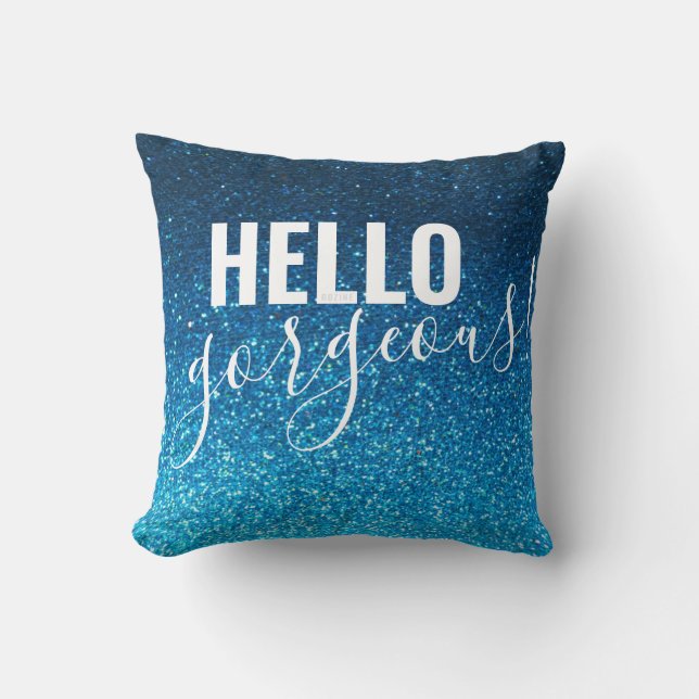 Elegant Glitter Gnistra Chic Hej Gorgous Quote Kudde (Framsida)