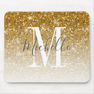 Elegant Glitter Gnistra Monogram Namn Musmatta