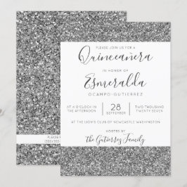 Elegant Glitter Gnistra Quinceanera Inbjudningar