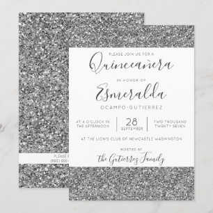 Elegant Glitter Gnistra Quinceanera Inbjudningar