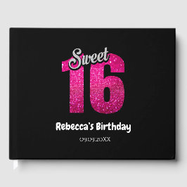 Elegant Glitter Gnistra Sweet 16 Birthday Gästböcker