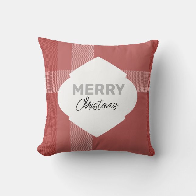 Elegant Glitter God jul Tartan Burgundy Kudde (Framsida)