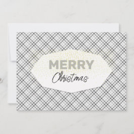 Elegant Glitter God jul Tartan Grått White Julkort