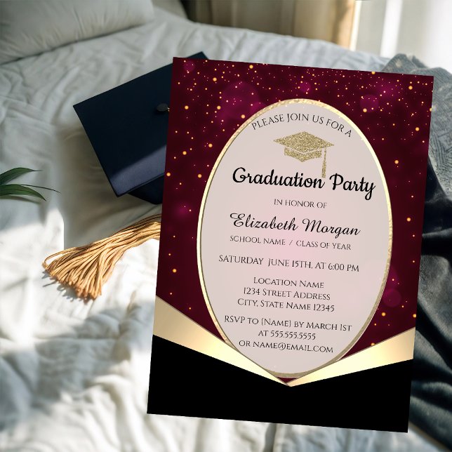 Elegant Glitter Grad Cap,Konfetti Studenten Inbjudningar (Skapare uppladdad)