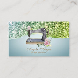 Elegant Glitter Gräns Blommigt Sewing Maskin Visitkort