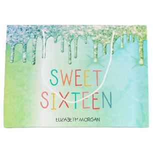 Elegant Glitter Grönt Drips Färgfull sötsak 16