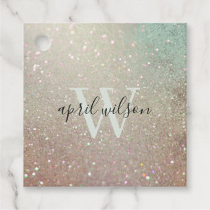 Elegant Glitter Grönt Rosa Aqua Shiny Shimmer Gåvor Etiketter