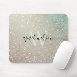 Elegant Glitter Grönt Rosa Aqua Shiny Shimmer Musmatta