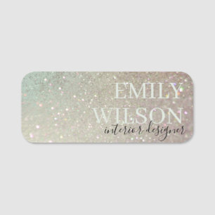 Elegant Glitter Grönt Rosa Aqua Shiny Shimmer Namnbricka