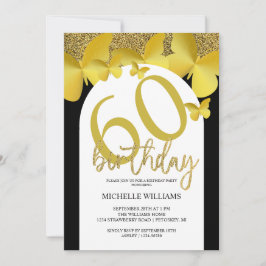 Elegant Glitter Guld Butterfly Calligraphy Inbjudningar