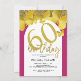 Elegant Glitter Guld Butterfly Calligraphy Inbjudningar