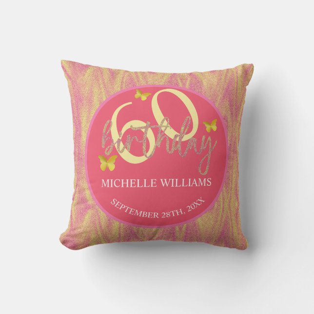 Elegant Glitter Guld Butterfly Calligraphy Kudde (Framsida)
