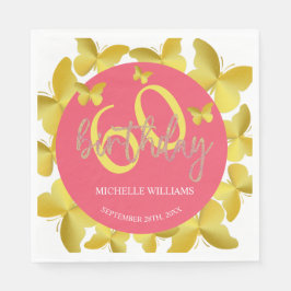 Elegant Glitter Guld Butterfly Calligraphy Pappersservett