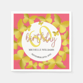 Elegant Glitter Guld Butterfly Calligraphy Pappersservett