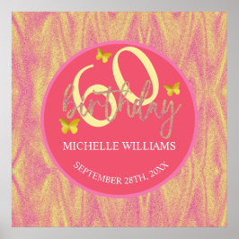 Elegant Glitter Guld Butterfly Calligraphy Poster