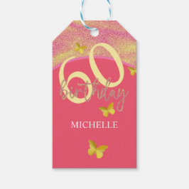 Elegant Glitter Guld Butterfly Calligraphy Presentetikett