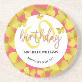 Elegant Glitter Guld Butterfly Calligraphy Underlägg