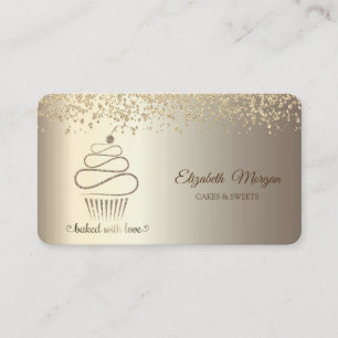 Elegant Glitter Guld Cupcake,Sötsaker,Bageri Visitkort