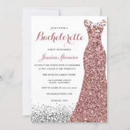 Elegant Glitter Guld Dress Bachelorette Party Inbjudningar