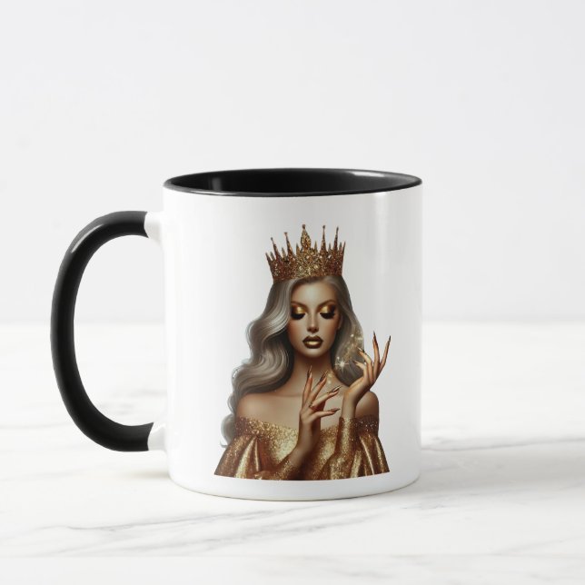 Elegant Glitter Guld Drottning Två-Tons Kaffe Mugg (Vänster)