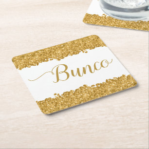 Elegant Glitter Guld Girly Bunco Party Napkins Underlägg Papper Kvadrat