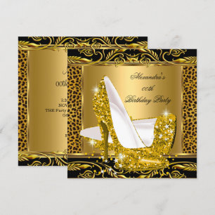Elegant Glitter Guld Glamour Höga Klackar Leopard  Inbjudningar