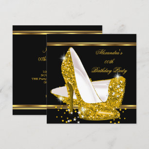 Elegant Glitter Guld Glamour Höga Klackar Svart Inbjudningar