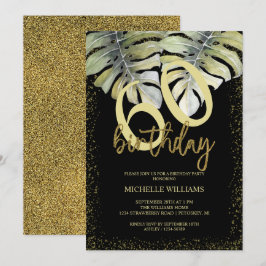 Elegant glitter guld kalligrafi födelsedag inbjudningar