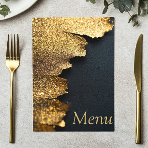 Elegant glitter Guld och Svart Meny Kort