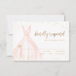 Elegant glitter guld rodnad klänning quinceañera R OSA Kort