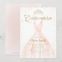 Elegant glitter guld & rosa Cinderella Quinceañera